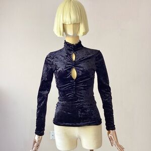 Isabel Marant Velour High Collar Long Sleeve Top NWT SZ 2/34